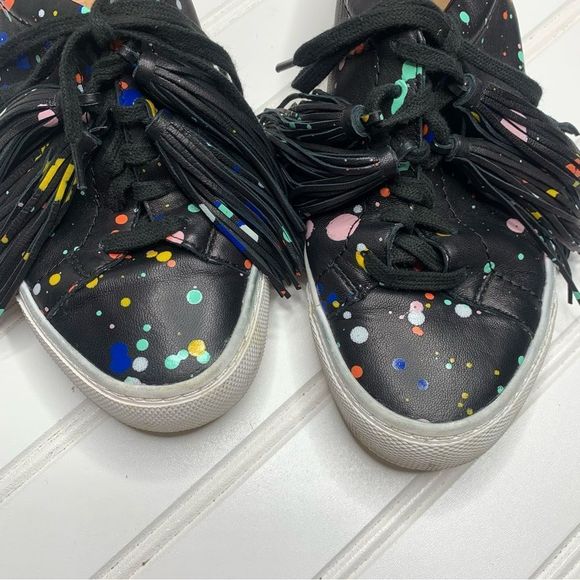 Loeffler Randall Logan Splatter-Print Tassel Sneakers - Picture 4 of 11